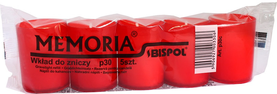 Лампадка червона в пластиковій склянці Bispol 5 шт 5,5 см (р30-a5-030)