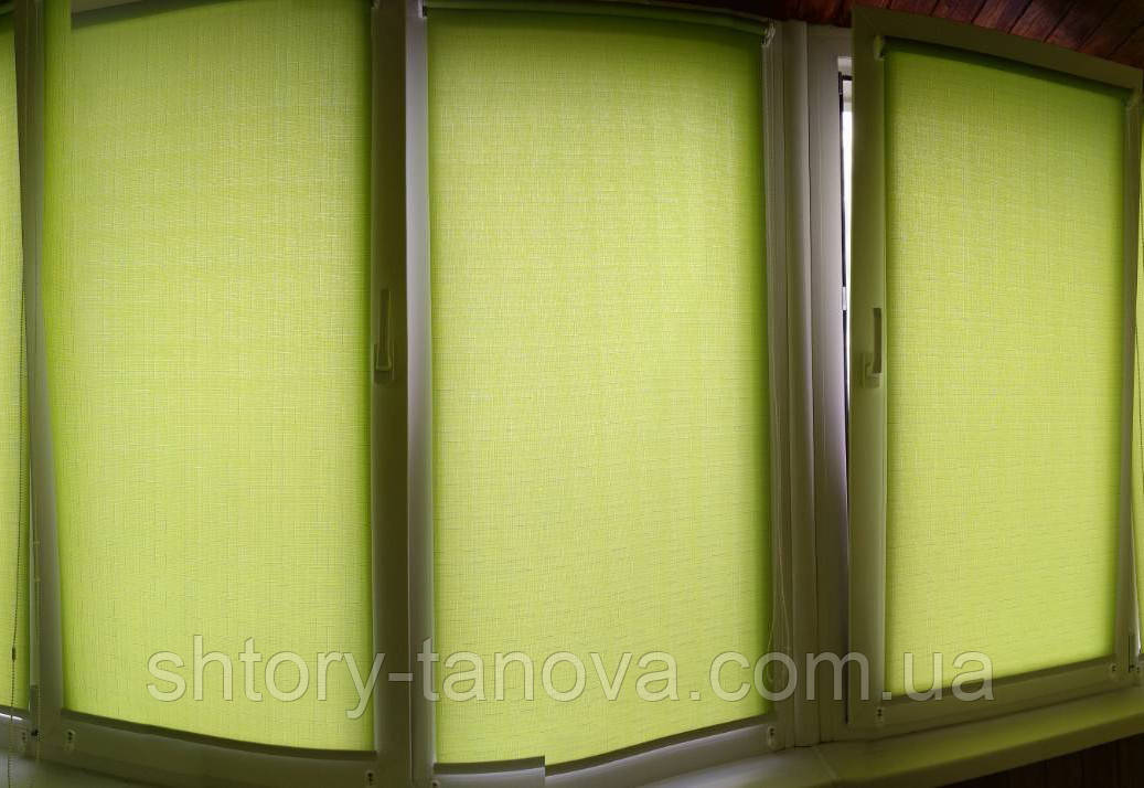 Ролеты тканевые Tanova Лен 873 Салатовый | Ролл шторы в гостиную открытого типа - фото 8 - id-p225988450