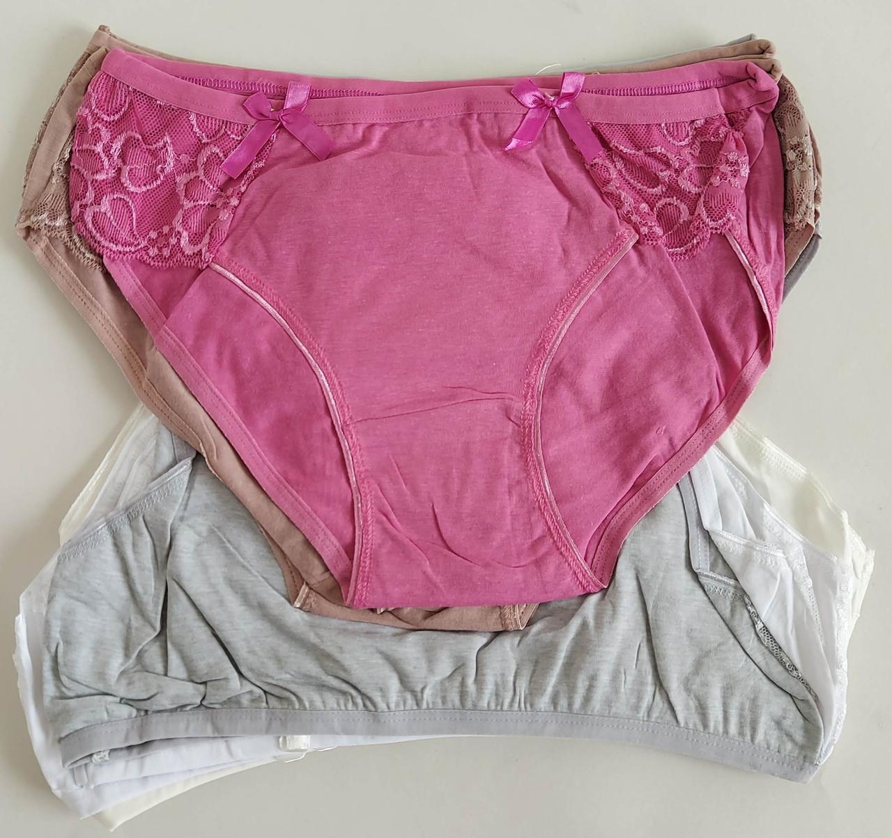 Жіночі труси однотонні з гіпюровими вставками (10 шт), фото 1