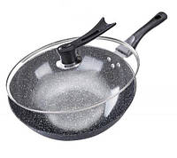 Сковорода вакуумна WOK з кришкою  Сила Граніту, Чорний 32 см (5353)