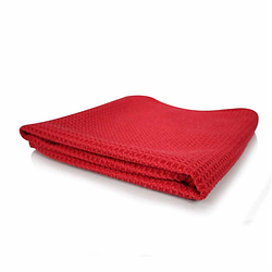 Безворсовий (вафельний) рушник червоного кольору для скла, 61х40 см