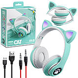 Навушники дитячі бездротові з котячими вушками Котики STN-28 Bluetooth-навушники Рожевий колір, фото 9