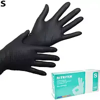 Перчатки S Nitritek нітрілові 100шт, Чорні