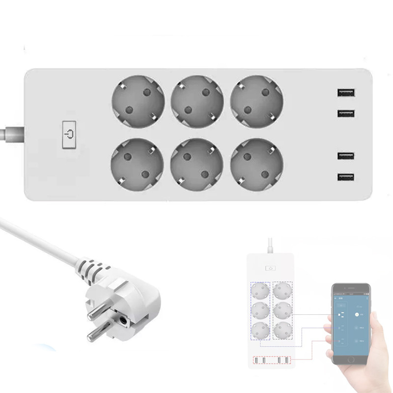 Розумний Wi-Fi мережевий фільтр-подовжувач 6 розеток та 4 USB ZLD-64EU-W