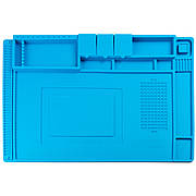 Килимок для паяння MECHANIC V63 (45см*30см) термостійкий силіконовий з осередками під гвинти (синій)