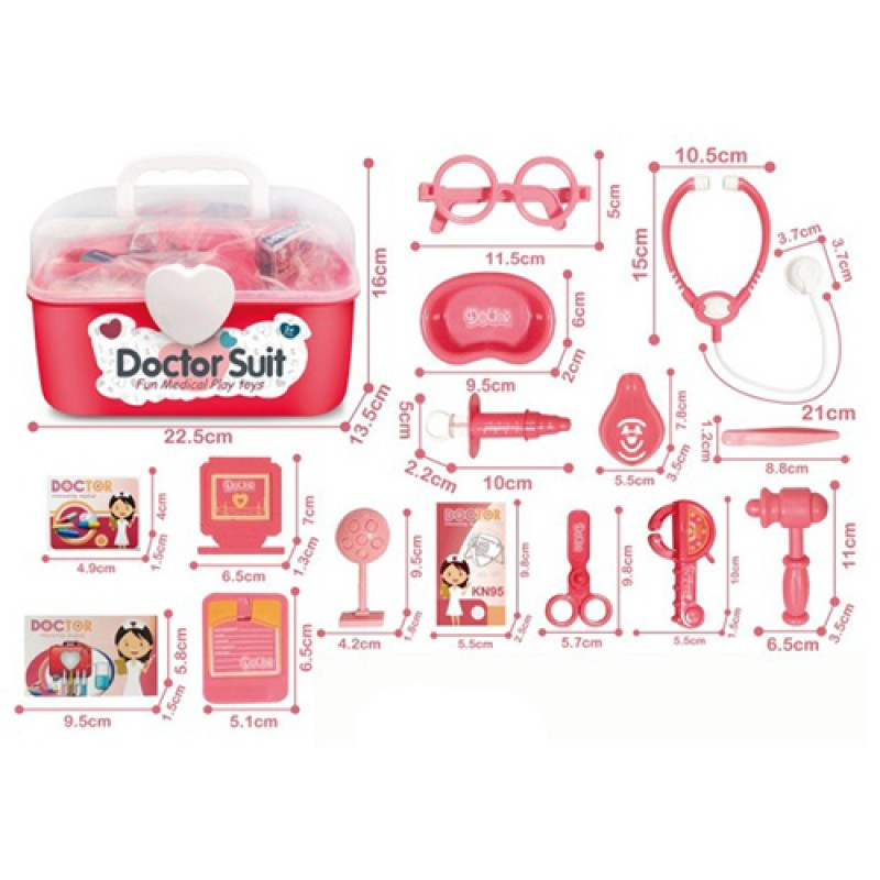 Лікар 8807A-17 стетоскоп, окуляри, мед. інструменти, пласт. ящик, 22-14-15,5 см., фото 1