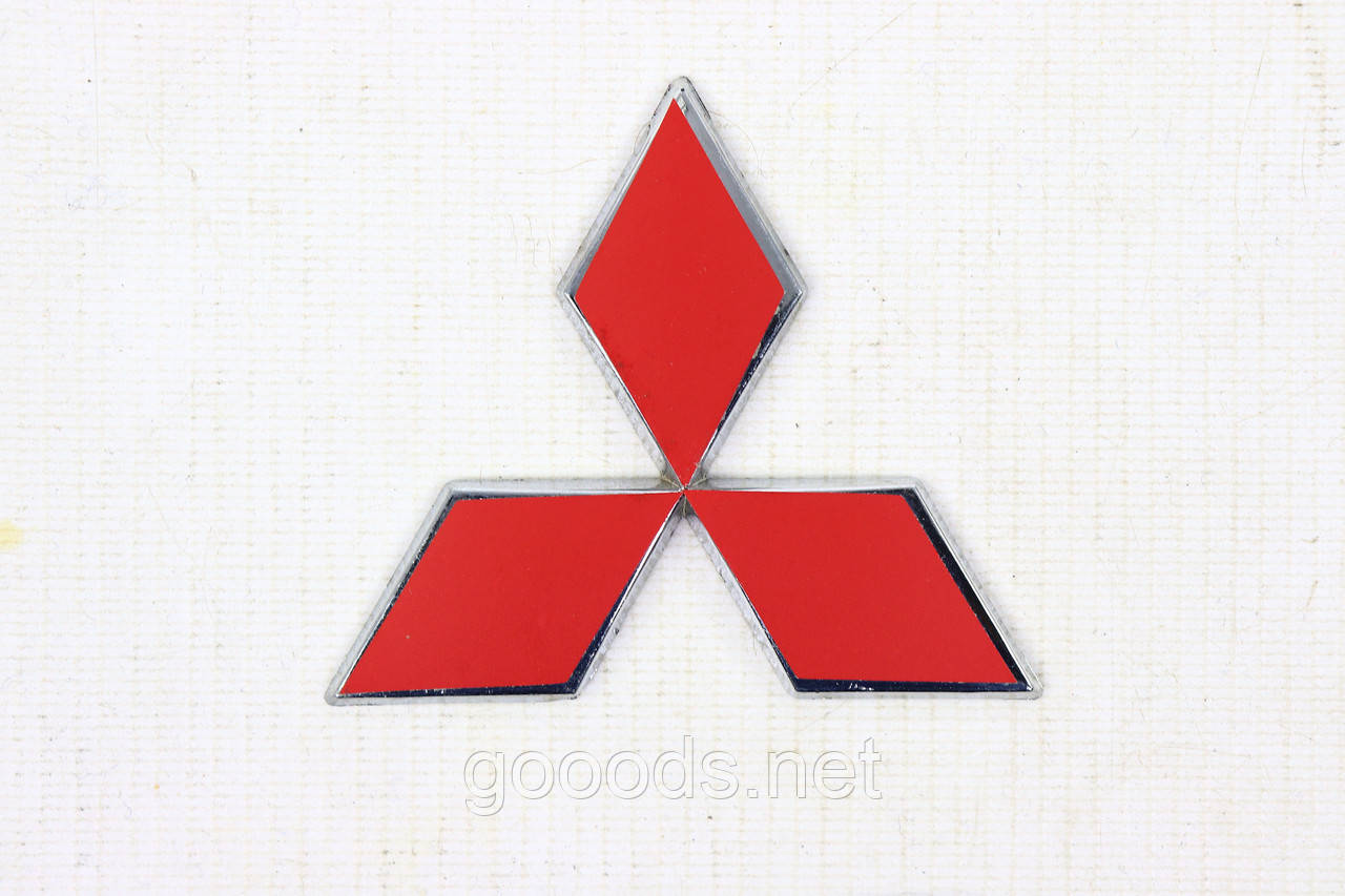 Эмблема красная в решетку радиатора Mitsubishi - фото 1 - id-p1074779167