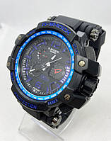 Часы спортивные водостойкие армейские G-SHOCK Casio (Касио) Черные с синим ( код: IBW846BZ )