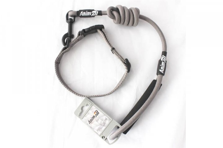 Повідець із нашийником AnimAll для собак HJ-Y 304-LC Deep Gray 8х1200 мм, 15 мм