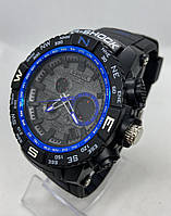 Часы спортивные водостойкие армейские G-SHOCK Casio (Касио) Черные с синим ( код: IBW851BZ )