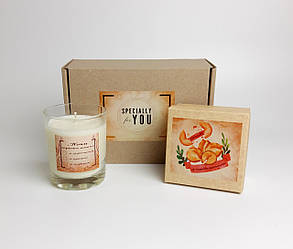 Набір подарунковий «Час для себе» - арома свічка ручної роботи з соєвого воску і печиво з передбаченнями в коробці- Мотивація