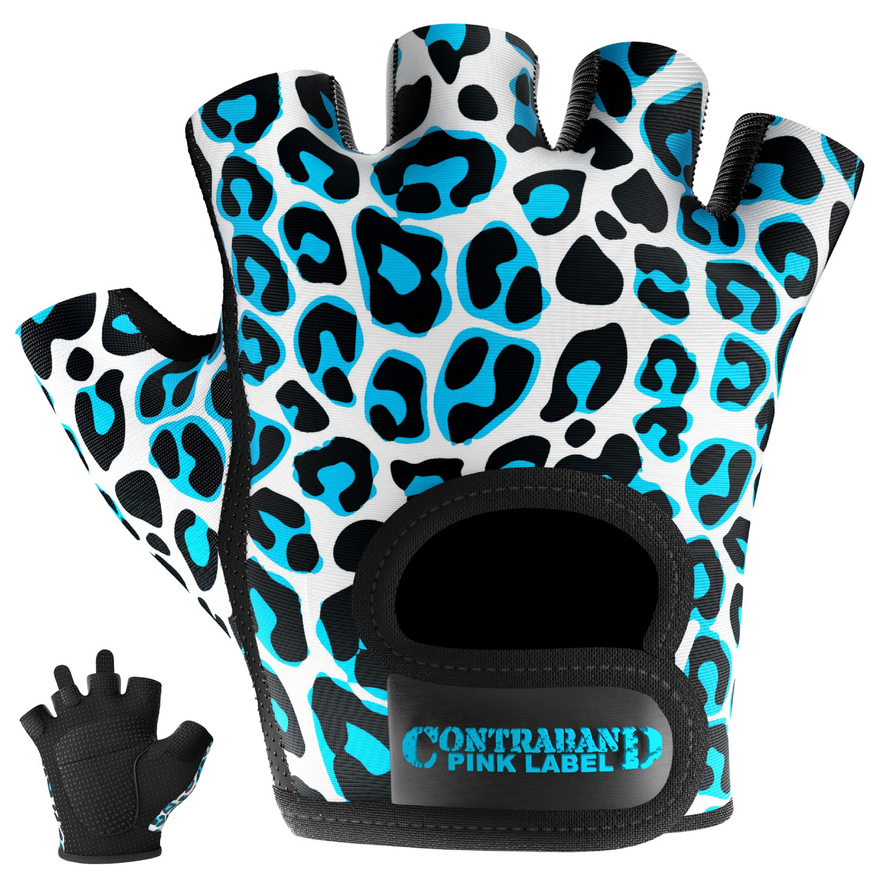Жіночі рукавички для фітнесу Contraband Pink Label 5297 Leopard Print Gloves (Turquoise Blue)