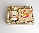 Свічка ручної роботи з соєвого воску і печиво з передбаченнями в коробці - Набір подарунковий «Милій матусі» - День матері, фото 2