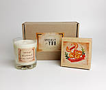 Свічка ручної роботи з соєвого воску і печиво з передбаченнями в коробці - Набір подарунковий «Бившему» - День закоханих, фото 3