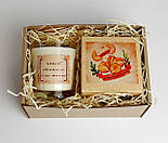 Свічка ручної роботи з соєвого воску і печиво з передбаченнями в коробці - Набір подарунковий «Бившему» - День закоханих, фото 2