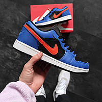 Кроссовки мужские синие Nike Air Jordan 1 Retro Low (07855)