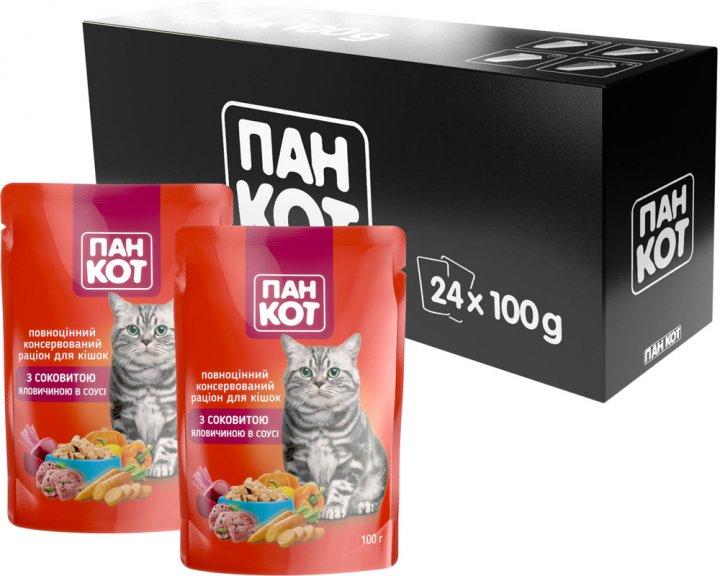 Консерва  Пан кіт для кішок з яловичиною, 100 г, 24 шт, фото 1