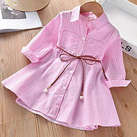 Детское платье-рубашка на девочку, цвет розовый