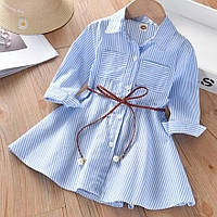 Детское платье-рубашка на девочку, цвет голубой
