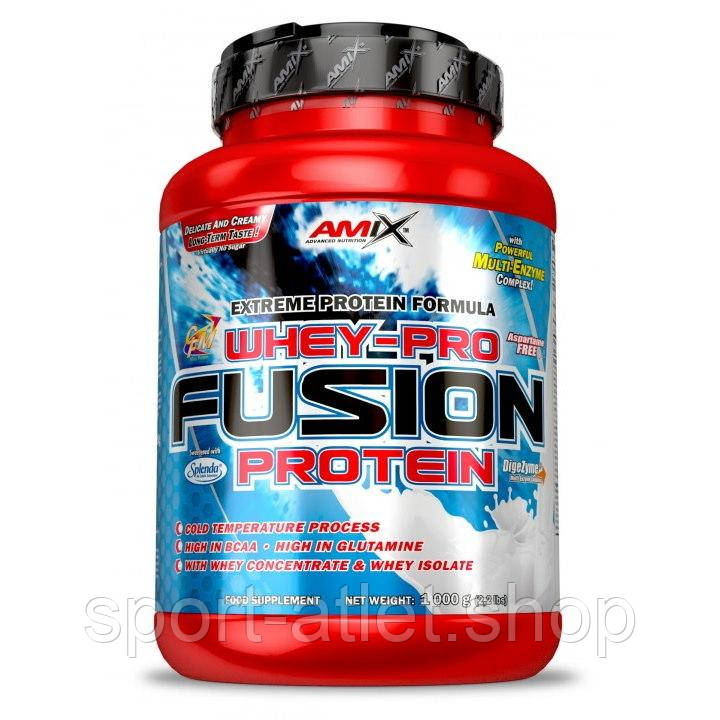 Протеїн AMIX Whey Pro Fusion, 1 кг - Шоколад-арахіс-карамель, фото 1