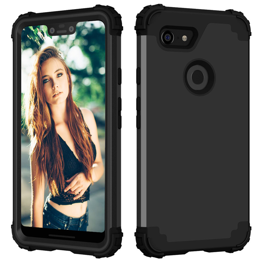 Потужний протиударний чохол для Google Pixel 3 чорний трискладовий бампер