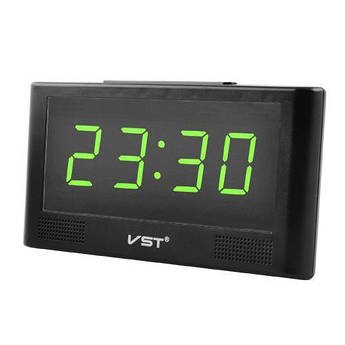 Часы сетевые VST-732Y-4 Черный/Зеленые
