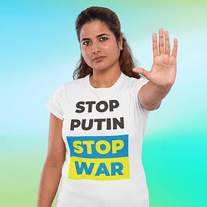 Футболка жіноча з написом STOP PUTIN STOP WAR!
