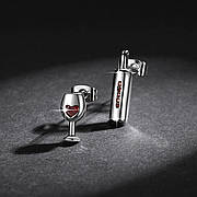 Сережки у вигляді келиха та пляшки вина RESTEQ. Сережки келих вина та пляшка