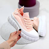 Модные эластичные текстильные розовые женские кеды на платформе цвет на выбор (обувь женская), фото 2