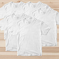 Комплект (набір) футболки базові чоловічі однотонні білі. Площиця 100%. Майкі під друк і нанесення.
