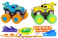 Машинки на бат. Trix Trux набор 2 машинки с трассой (синий+желтый) JLT-AS332BY, Lala.in.ua