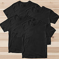 Комплект (набор 4шт.) футболки базовые мужские однотонные черные. Майки под печать и нанесение.