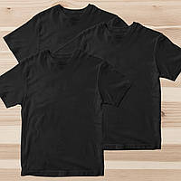 Комплект (набор 3шт.) футболки базовые мужские однотонные черные. Майки под печать и нанесение.