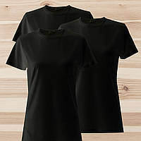 Комплект (набор 3шт.) женские футболки базовые однотонные черные. Майка под печать и нанесение