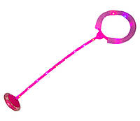 Нейроскакалка, светящаяся скакалка розовая, скакалка на одну ногу со светящимся роликом (VF)