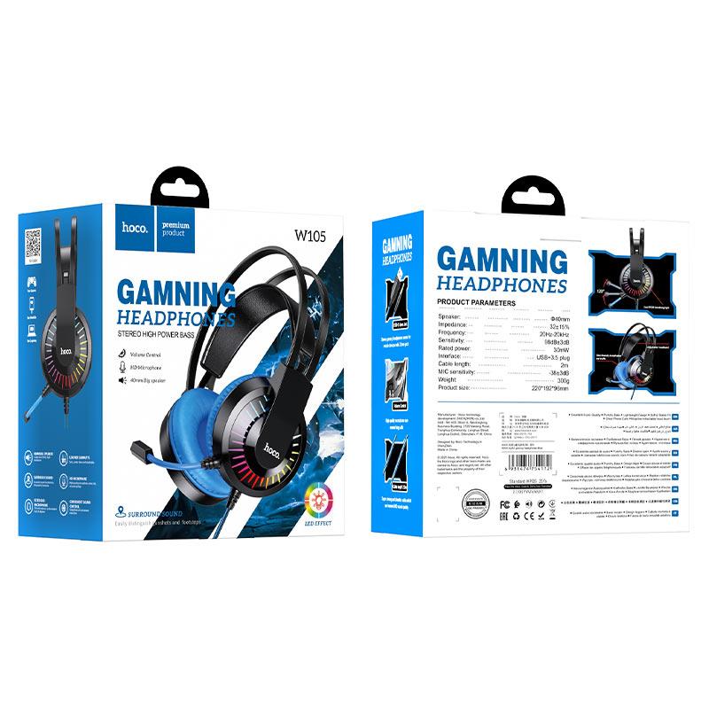 Навушники провідні ігрові Hoco W105 Joyful gaming Blue