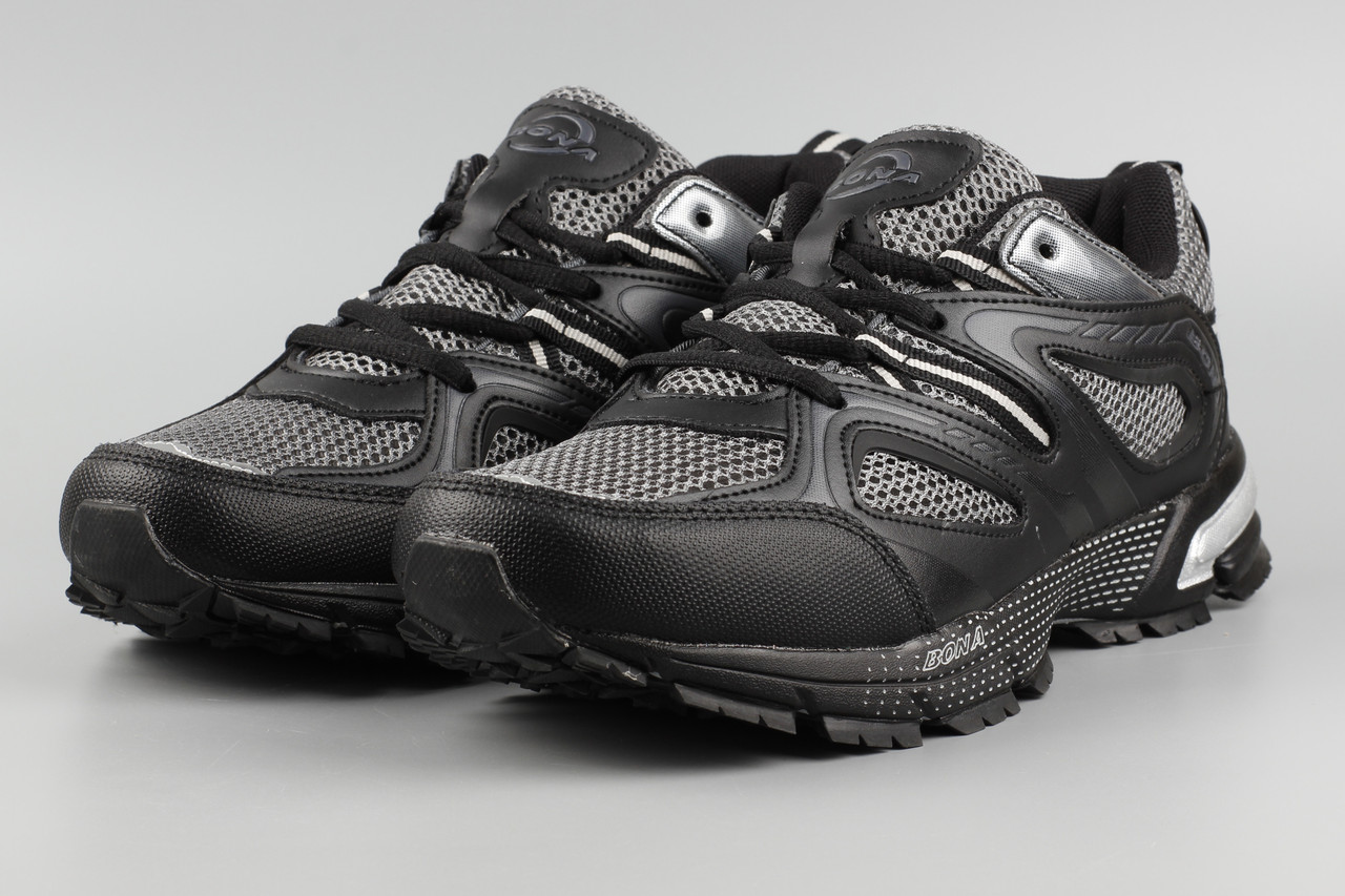 Кросівки чоловічі чорні Bona 879C сітка літні Бона Розміри 41 42 43, фото 1