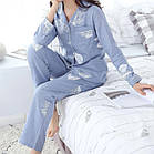 Нічна піжама жіноча з штанами "Leaves", ночнушка жіноча розмір XL | піжамний комплект жіночий