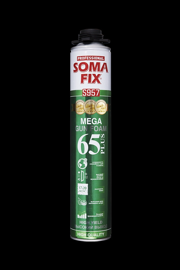 Пена монтажная под пистолет Mega Plus Soma Fix,всесезонная (65 литров ...