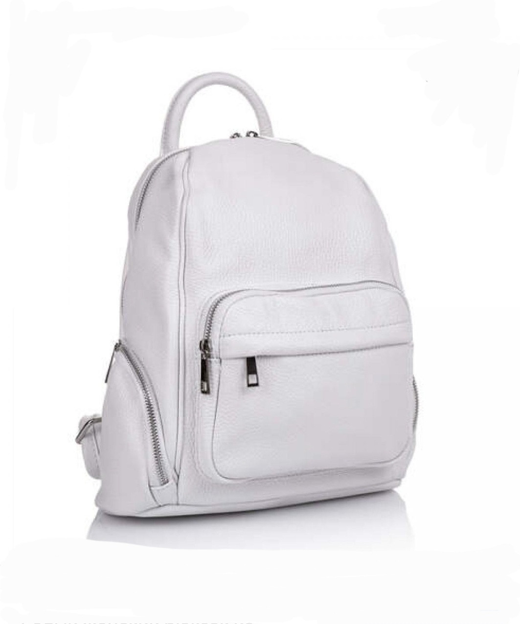 Рюкзак жіночий стиль міський щоденний з натуральної шкіри білого кольору, фото 1