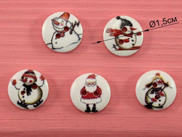 Пуговки "Новогодние" Деревянные (5 Шт.) — в Категории "Пуговицы" на ...