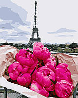 Картина по номерам "Париж, пионы" 40*50 см, набор для творчества, Artmo, Украина