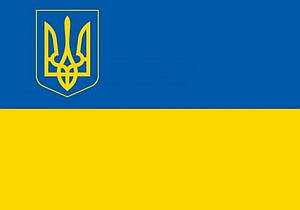 Прапор України з гербом з боку на вулицю, на стіну