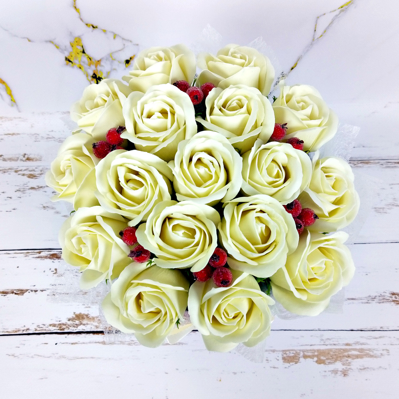 Букет из мыла.Букет из мыльных цветов, 15 роз. Подарок на День учителя, 8 Марта, День рождения - фото 4 - id-p1609492473
