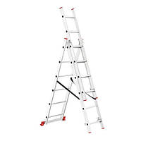 Лестница алюминиевая 3-х секционная универсальная раскладная 3x6 ступ. 3,4 м INTERTOOL LT-0306