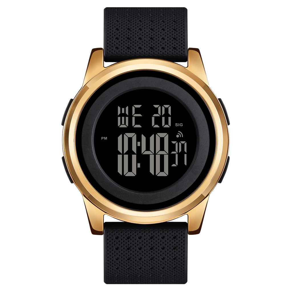 Skmei 1502 наручний годинник золотий із чорним циферблатом