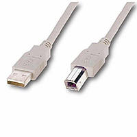 Кабель USB (шт.A- шт.В), для принтера, диам.-4.5мм, 3м., серый