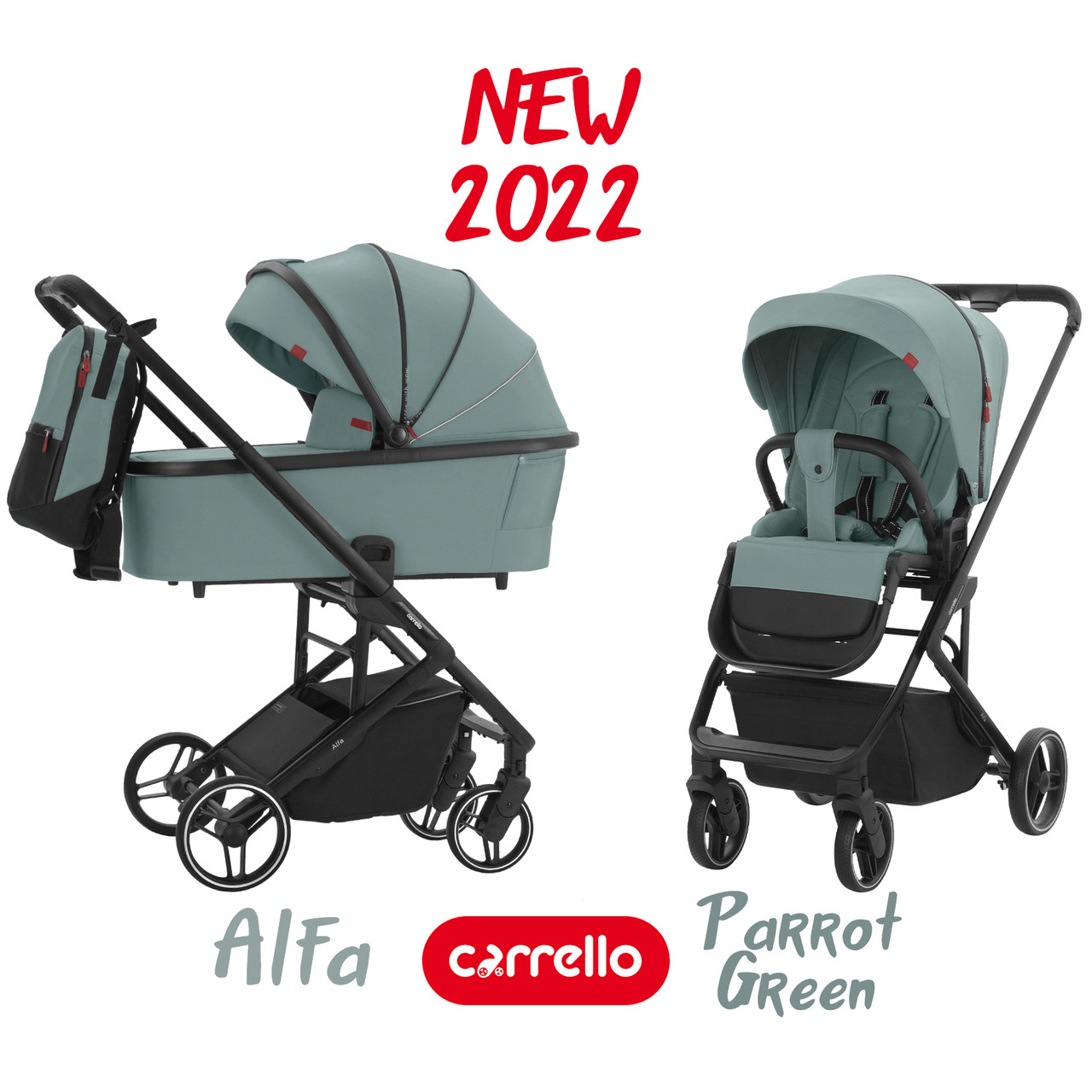 CARRELLO ALFA CRL-6507 універсальна коляска 2 в 1 Parrot Green