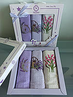 Подарочный набор вафельных полотенец 3шт 40*60см "Nilteks" Лаванда, Турция