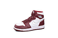 Высокие бордовые кроссовки Nike Air Jordan Retro High 36-45 кожаные весна-осень женские, мужские подростковые